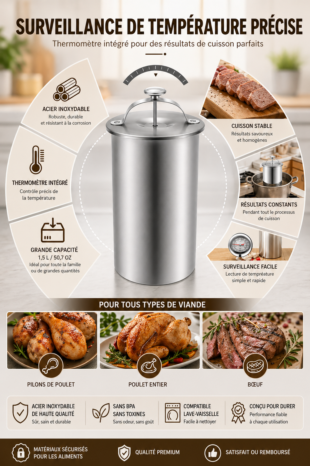 Presse viande Maison M Cook en Acier Inoxydable – Charcuterie Saine Sans Nitrites