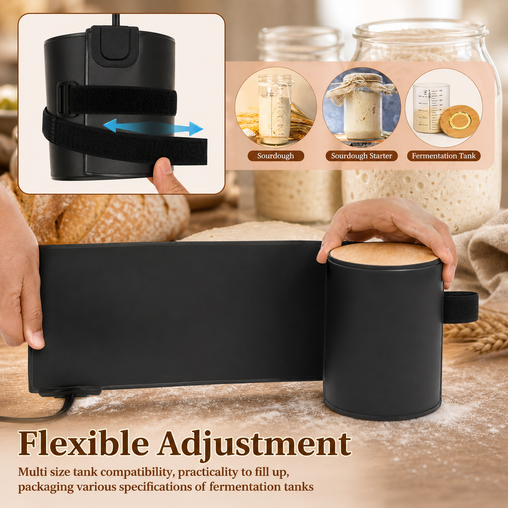 Ceinture Chauffante pour Levain & Fermentation – Minuterie 0-24h, Température Réglable