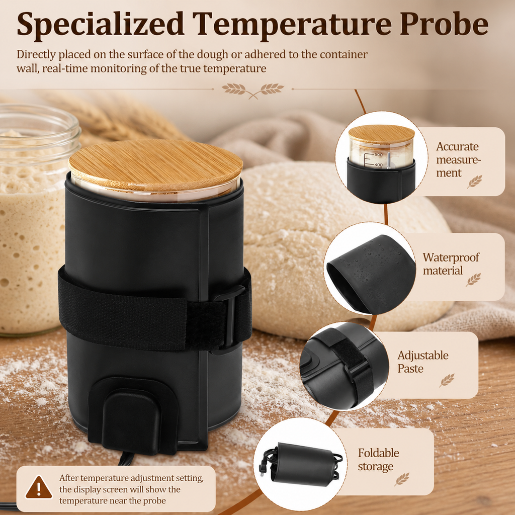 Ceinture Chauffante pour Levain & Fermentation – Minuterie 0-24h, Température Réglable