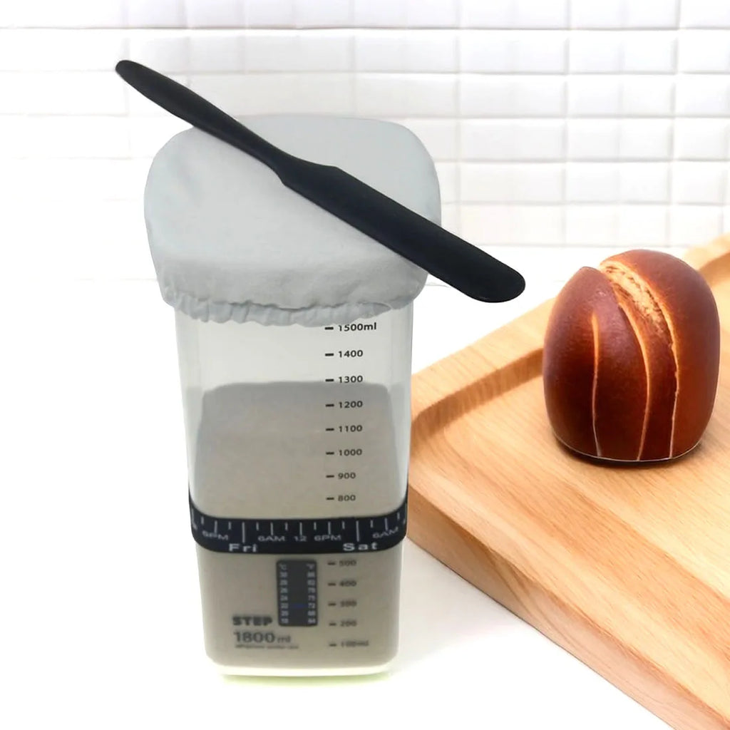 Kit Bocal à Levain 1800ml – Thermomètre, Spatule & Couvercle Respirant Inclus