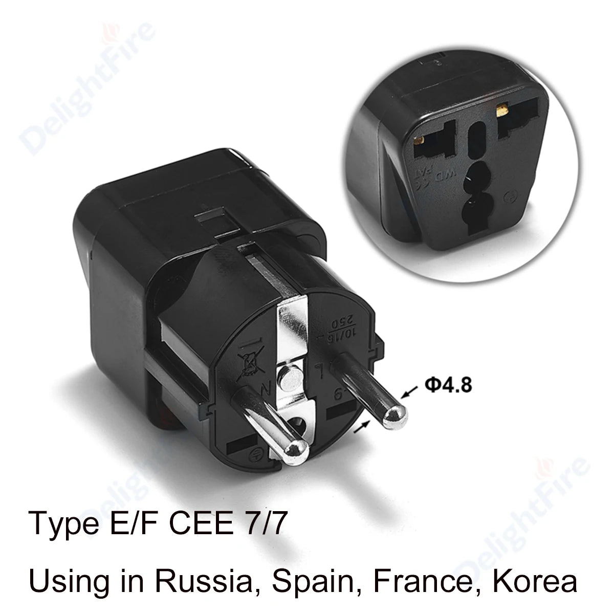 Adaptateur de Prise EU – Compact & Universel (Noir ou Blanc)